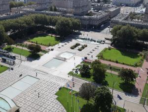 Vue sur la place de l'Hôtel de ville depuis la tour, Le Havre